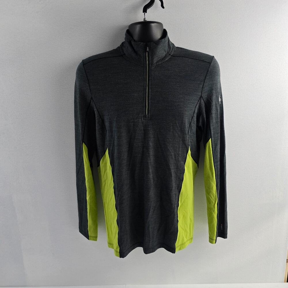 Smartwool Men’s Merino Sport 150 1/4 Zip Pullover Gray Green S 5964‎